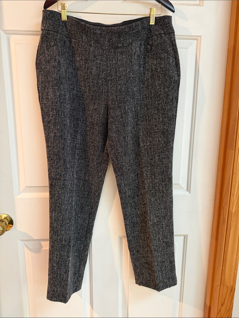 Investments Black and White Tweed Slim Trousers